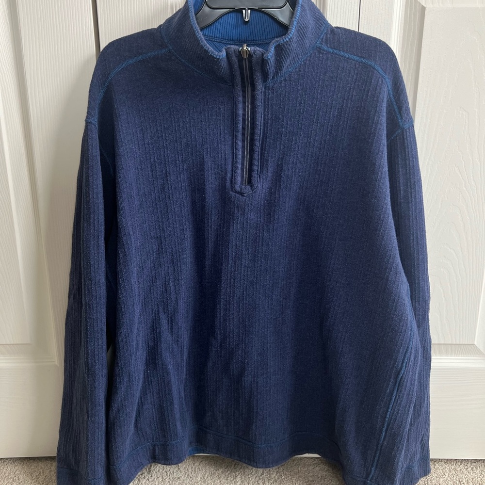 Mens XL Tommy Bahama Relax Reversible 1/2 Zip Pullover Blue
